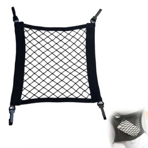 Filet Moto Bagage 30 * 28 cm, Filet Panier Velo avec 4 Crochets, Filet &Eacute;lastique G&eacute;n&eacute;rique pour v&eacute;lo, e-Scooter et Sac filett v&eacute;lo, Rangement s&eacute;curis&eacute; pourr Casques et &eacute;quipement (DINODANUBE TRADING, neuf)