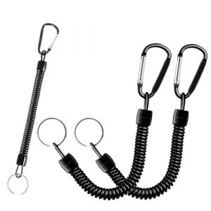 DWFEYOI 3 Pièces Mousqueton Porte-Clés Spirale Élastique,Cordes de Pêche Rétractables, porte-clés ressort spirale extensible avec mousquetons d'escalade porte-clés,mousqueton escalade (Binherd OU, neuf)