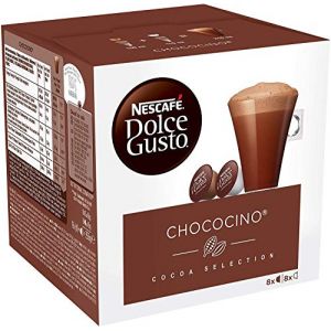 Nestlé Nescafé Dolce Gusto Capsule Chococino Cocoa Selection Lot de 16 capsules de chocolat avec vanille et mousse de lait crémeuse (Italiaen Gourmet UK Ltd, neuf)