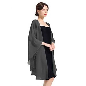 BEAUTELICATE Femme Étole Châle Elégant Foulard Boléro Cape en Mousseline de Soie Pour Robe de Soirée Mariage Mariée Cérémonie(Gris Foncé, Taille Unique) (BEAUTELICATE-FR, neuf)