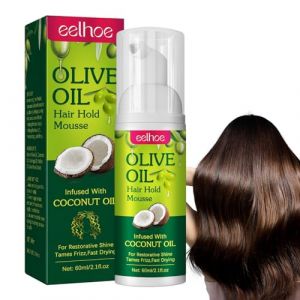 Mousse Coiffante À L'Huile D'Olive, 60ml Mousse Pour Cheveux, Mousse Volume Pour Cheveux Bouclés, Mousse De Fixation Longue Durée Pour Des Boucles Mieux Définies, Pour Cheveux Bouclés, Frisés & Crépus (Damilye, neuf)