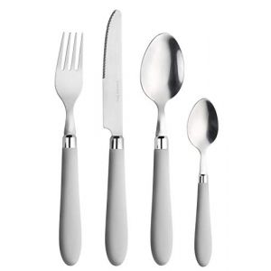 Prima Collection - Série Daisy - Ensemble de 24 couverts en acier inoxydable, sans nickel, avec poignée de couleur : blanc, avec boîte cadeau (Casa e cucina, neuf)