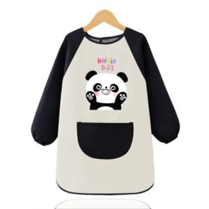 QOWIJEX Tablier pour Enfants, 3 &agrave; 8 ans, Noir, Panda, Polyester, Imperm&eacute;able, Manches Longues, Poche, Peinture, Cuisine, Arts, Unisex (liangyunuo, neuf)
