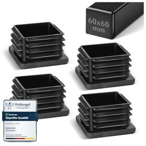 moinkerin Bouchons à Lamelles 60X60mm Bouchon de Tube Carré pour Tuyau Métalliques, Chaises, Canapés, Tables et étagères 4 Pièces Bouchon Tube carré (moinkerin, neuf)