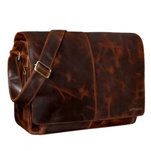 STILORD 'Alex' Sac Messager en Cuir Unisexe Sac à Bandoulière Vintage Besace Sacoche pour Ordinateur Portable de 15,6 Pouces, Couleur:Bordeaux - Marron (STILORD Cuir, neuf)