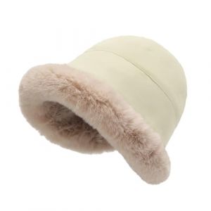 crazy bean Chapeau Femme Hiver de P&ecirc;cheur &Eacute;l&eacute;gant en Cloche Bob Fausse Fourrure Doux Souples Chaud Chapeaux de Seau Moelleux Bucket Hat Pliable Beige (Acozyu, neuf)