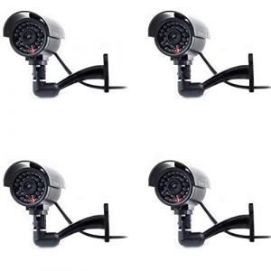 Digicharge Lot de 4 Cam&eacute;ras Factice Fausse Dummy Cam&eacute;ra CCTV S&eacute;curit&eacute; Surveillance Camera Ext&eacute;rieur avec Rouge LED - Noir (Digital Accessories Ltd, neuf)