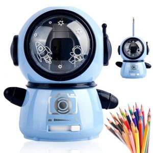 Nizirioo Taille-crayon électrique pour enfants : taille-crayon entièrement automatique, trois modes réglables, taille-crayon avec récipient pour enfants, astronautes pour salles de croquis de bureau (YOUXIUDEDIANPU, neuf)