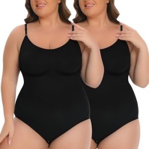 AoToZan 2 Pi&egrave;ces Body Gainant Femme Ventre Plat, Body Sculptant Femme Gaine Minceur sans Couture Gaine Amincissante Invisible Shapewear Bodysuit avec Bretelles R&eacute;glables (Noir Noir, L) (AoToZan, neuf)