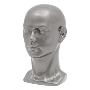 T&ecirc;te de mannequin en PVC, t&ecirc;te de mannequin, t&ecirc;te de mannequin, t&ecirc;te de vitrine pour perruques, &eacute;couteurs, chapeaux et bijoux (gris brillant) (LIXINWS, neuf)