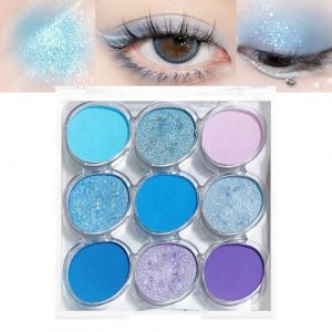 Lilbitty 9 couleurs bleu chatoyant mat palette d'ombres &agrave; paupi&egrave;res, tr&egrave;s pigment&eacute; bleu clair bleu fonc&eacute; palette d'ombres &agrave; paupi&egrave;res, m&eacute;langeable chatoyant mat palette (Lrzswa, neuf)