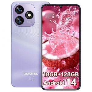 OUKITEL C51 Téléphone Portable - 6.8 Pouces, 5150mAh Téléphone Portable Pas Cher 4G,18 Go (6+12) RAM +128Go, Smartphone Android 14,Octa Core,13MP+5MP/Double SIM/Face ID/GPS/2Ans de Garantie,Violet (La Maison OUKITEL, neuf)