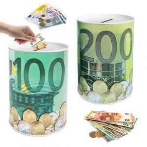 M&eacute;tal Bo&icirc;te en &Eacute;tain Tirelire,CHmiss Bo&icirc;te Tirelire Argent Papier Pi&egrave;ce,2 Pi&egrave;ces Tirelire &Eacute;pargne Argent,Tirelire D&eacute;corative Billet De Banque,pour Les Gar&ccedil;ons Fille (11 x 7.5CM) (CHmiss, neuf)