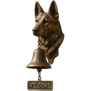 Sonnette de bienvenue de berger allemand, sonnette de porte West Highland White Terrier, cloche de dîner en fonte, sonnette de porte vintage, cloche décorative en forme de tête de carlin pour porte (Gemini_mall, neuf)