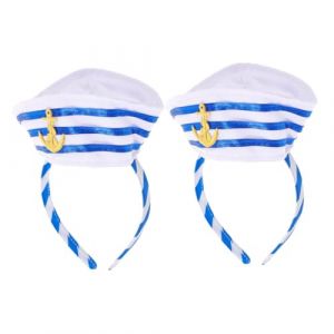 DEARMAMY 2pi&egrave;ces Lot De -t&ecirc;te De Chapeau De Capitaine Bandeaux De Casquette Marine Pour Cosplay Et F&ecirc;tes &agrave; Th&egrave;me (Liiane, neuf)