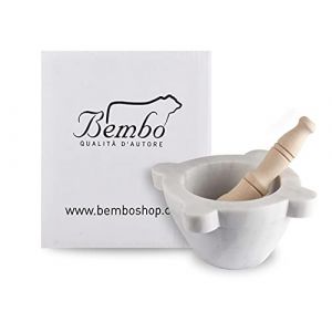 Mortier En Marbre Blanc De Carrare Avec Pilon Bembo &ndash; Mortier Pour Pesto Et &Eacute;pices - Made in Italy - Mod&egrave;le G&eacute;nois (cm 16) (Bembo - Qualit&agrave; d'Autore, neuf)