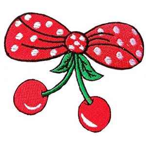 &Eacute;cusson patch cerises ecusson patches brod&eacute; &Eacute;cusson thermocollant Rockabilly 8,8 cm (B2SEE LTD avec TVA francaise et livraison LaPoste, neuf)