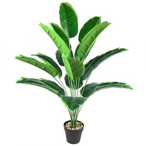 AIVORIUY Plantes Artificielles Arbre Oiseau de Paradis Artificiel en Pot Palmier Fausse avec Feuilles Bananier Tropical 80CM Grande Vertes Décoration pour Maison Salon Moderne (Vert) (AIVORIUY-FR, neuf)