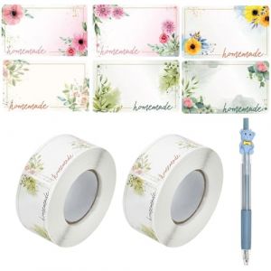 1000 Pcs &Eacute;tiquette Autocollante en Fleur, &Eacute;tiquette Autocollante de Couleur 5x3cm, &Eacute;tiquette Adh&eacute;sive en Bobine avec Stylo, &Eacute;tiquette Collante Rectangulaire, pour Bocal Confiture Livre Cadeau (Teksyjiuh, neuf)
