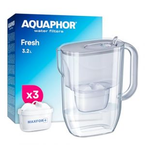 AQUAPHOR Fresh Carafe Filtrante avec (3) Filtre &agrave; Eau Maxfor+ (Gris) (AQUAPHOR France, neuf)