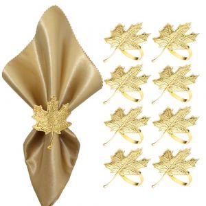 Lvjkes 8 Pi&egrave;ces Rond de Serviette, Or Feuillage Rond de Serviette, M&eacute;tal Anneau Serviette de Table, pour Mariage Banquet Anniversaire F&ecirc;te Anniversaire Festival Bapt&ecirc;me D&eacute;coration De Table (Or-7) (xianxinbaishunshangmaoyouxiangongsi, neuf)