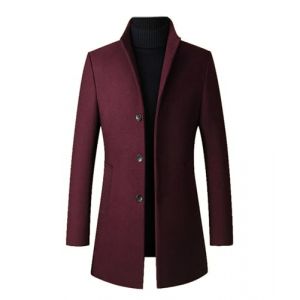 ECDAHICC Manteau d'hiver pour homme - Manteau Coupe slim Long en laine - Manteau Business avec col montant pour homme - Manteau d'hiver, rouge bordeaux, S (Xianyou County Naijia Trading Co., Ltd, neuf)