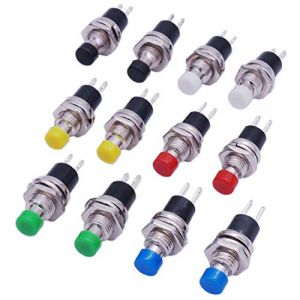 CELIMS - Mini bouton poussoir - Interrupteur ON-OFF ou OFF/ON - Momentané Noir/Rouge/Vert - Au choix (Noir - ON/OFF, 1 Pièce) (CELIMS, neuf)