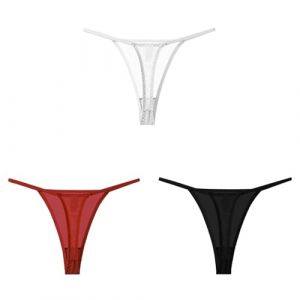 JFAN String Femme Tanga Chic String Ficelle Femme sans Couture Culotte sous-VêTements élastique et Léger, Bourgogne+Noir+Blanc S (RS BRAND, neuf)