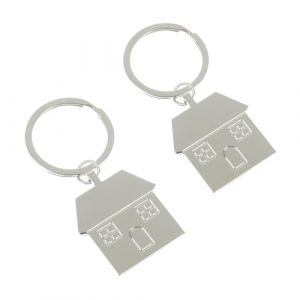 2 Pcs Argent Porte-clés avec Maison, Métal Petits Porte-clés Couple Porte-clés Famille Porte-clés Cadeaux pour Couple Parents Propriétaires (ZJZH, neuf)