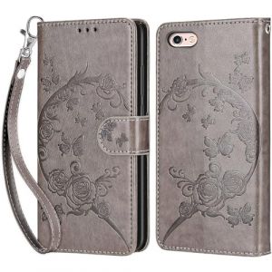 Coque pour iPhone 6 / iPhone 6s, Housse Etui Portefeuille Cuir Multifonction, Fermeture Magn&eacute;tique &agrave; Clapet Anti-Choc Compatible avec Coque iPhone 6 Book - Gris (KENHONER, neuf)