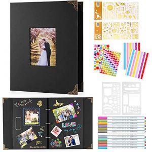 DazSpirit Album Photo Reliure à Anneaux, Album Photo Scrapbooking Noir, Pour 360 Photos, Livre Photo Scrapbooking De 60 Pages, Avec 10 Stylos Métalliques, Livre D'or Pour Les Anniversaires Mariages (INSYU, neuf)