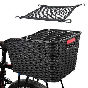 QIKADO Panier Vélo Arrière, Panier pour Porte-Bagage Arrière, Matière Synthétique Noire Imputrescible 27L (QIKADO, neuf)
