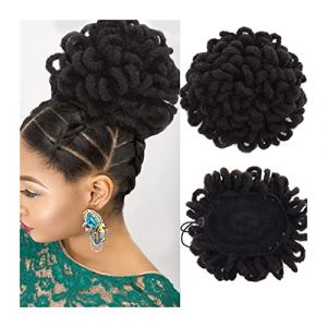 Postiche Chignon Dreadlocks synth&eacute;tiques Chignon Afro Puff Cordon Queue de Cheval Cheveux, Chignon Locs Tresses Chignons Postiche Clip dans les Cheveux, Extensions for Femmes Noires Postiche Cheveux ( (DaMingHuPan, neuf)