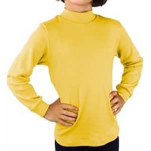 KLOTTZ POLO44 - T-shirt de carnaval &agrave; manches longues pour enfants Fabio Halloween. Polo col semi-cygne et int&eacute;rieur en peluche pour filles, couleur jaune, taille 4 (KLOTTZ, neuf)