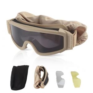 equlup Lunettes de protection coupe-vent pour l'ext&eacute;rieur, Lunettes de protection du d&eacute;sert Lunettes coupe-vent Lunettes de natation anti-sable kaki avec 2 verres universelle pour hommes et femmes (Latina.e, neuf)