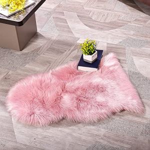 YIHAIC Peau de Mouton synthétique,Cozy Sensation comme véritable Laine Tapis en Fourrure synthétique, Man-Made Luxe Laine Tapis de Canapé Coussin (Rose, 50 x 80 cm) (ZCZUOX, neuf)