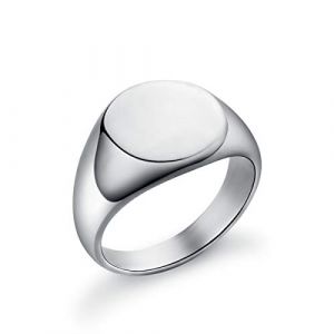 Joliernelle Bague Chevali&egrave;re Femme Homme Acier Inoxydable Anneau Ronde Argent Taille 62 (Joliernelle Jewelry, neuf)