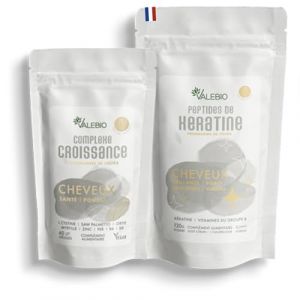 Pack keratine + complexe croissance cheveux | Pousse cheveux, anti chute, volume & brillance | Keratine, vitamine B, L-cystine, ortie | 1 mois | Valebio (Valebio, neuf)