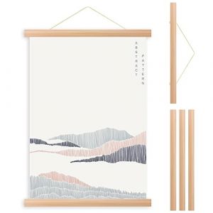 Cadre Poster Magnétique 21cm, Cadre Photo Aimanté en Bois Naturel, Cadre D'affiche Aimanté Affiche Rail Bois, Cadre Suspendu pour Peintures à L'huile, Affiches, Photos, Oeuvre D'art (Bois, 21cm) (xiangbaoshang, neuf)