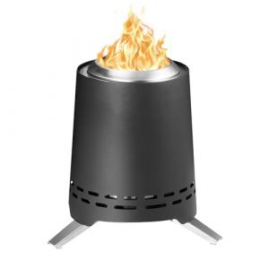 Onlyfire Brasero de Table avec Sac de Transport, Support | Mini Chemin&eacute;e D'ext&eacute;rieur &agrave; Faible D&eacute;gagement de Fum&eacute;e | Acier Inoxydable | Br&ucirc;le Bois et Granul&eacute;s | Noir | pour Camping, Jardin, D&eacute;coration (Onlyfire Store, neuf)
