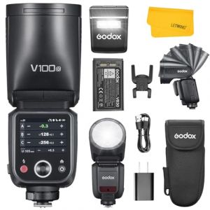 GODOX V100 O V100O Flash pour Appareil Photo Olympus, 100Ws TTL 2.4G Sans Fil Panasonic Speedlite HSS 1/8000s, 400 Flashs &agrave; Pleine Puissance, Lampe de Mod&eacute;lisation LED, Flash Externe pour Photographie (Letwing Digital Studio, neuf)