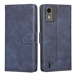 RankOne Coque pour Nokia C12 (6.3" inches), Coque Etui Protection Housse Premium en Cuir PU - Bleu (Rankone, neuf)