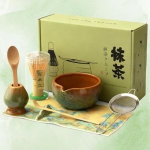 TOPD&Eacute;COR&Eacute; Fouet Matcha,Matcha Kit C&eacute;r&eacute;monie,8 Pi&egrave;ces Ensemble &agrave; Matcha avec Bol &agrave; Matcha,Fouet &agrave; Matcha,Support de Fouet,Cuill&egrave;re,Filtre,Serviette de Th&eacute;,Stand,Cadeau pour les amateurs Matcha(Vert) (TOPD&Eacute;COR&Eacute;-FR, neuf)