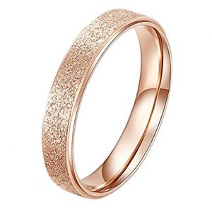 PAURO Bague Alliances pour Femme en Acier Inoxydable Plaqu&eacute; Or Rose 4mm Taille 60 (PAUROfashion, neuf)