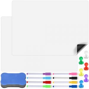2 Pièces A3 Tableau Blanc Effacable,Tableau Blanc Magnetique,Ardoise Effacable 30x42 cm,8 Marqueurs, 1 Effaceur & 6 Aimants-Bureau, Cuisine, Salle de Classe & Organisation Familiale (MFanhui, neuf)
