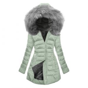 Manteaux Duvet Femme Doudoune &eacute;l&eacute;gant Longue Manteau Zipp&eacute; &eacute;pais Chaud Pas Cher Parka Blouson Veste Chaud &eacute;pais Long Fourrure Veste Chaud Hiver avec Capuche Fourrure Grande Taille Duvet en Coton (⭐⭐⭐⭐⭐WUSENTOF, neuf)