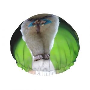 Bichon Fris&eacute; Bokeh Animaux de compagnie Chiens Parc Chiens Blancs Bonnet de douche double couche &eacute;lastique imperm&eacute;able Bonnet de bain r&eacute;utilisable (zhaoguofen0812, neuf)