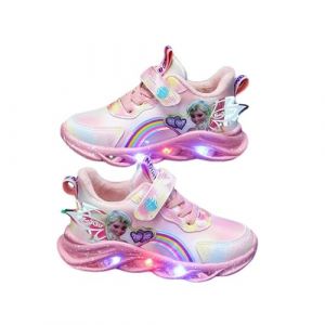 Emis&uuml;nde Chaussures enfant ELSA lumineuses de 2 &agrave; 12 ans, princesse for enfants lumineuses LED for filles baskets avec fermeture MAGIC TAPE 27-37EU(Cotton pink,27 EU) (Emis&uuml;nde, neuf)