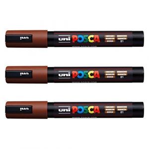 Posca Lot de 3 marqueurs PC-5M Uni-Ball (gamme complète de 35 couleurs disponibles) (Ponera, neuf)