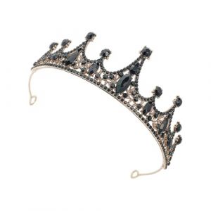 ibasenice Couronne Vintage Baroque Noire en Cristal, Ornement de Cheveux R&eacute;tro pour Mari&eacute;e, Serrage-t&ecirc;te &Eacute;l&eacute;gant pour Mariage, Anniversaire et F&ecirc;te, Accessoire de Robe de Mari&eacute;e Chic (Yunfan YBJ, neuf)
